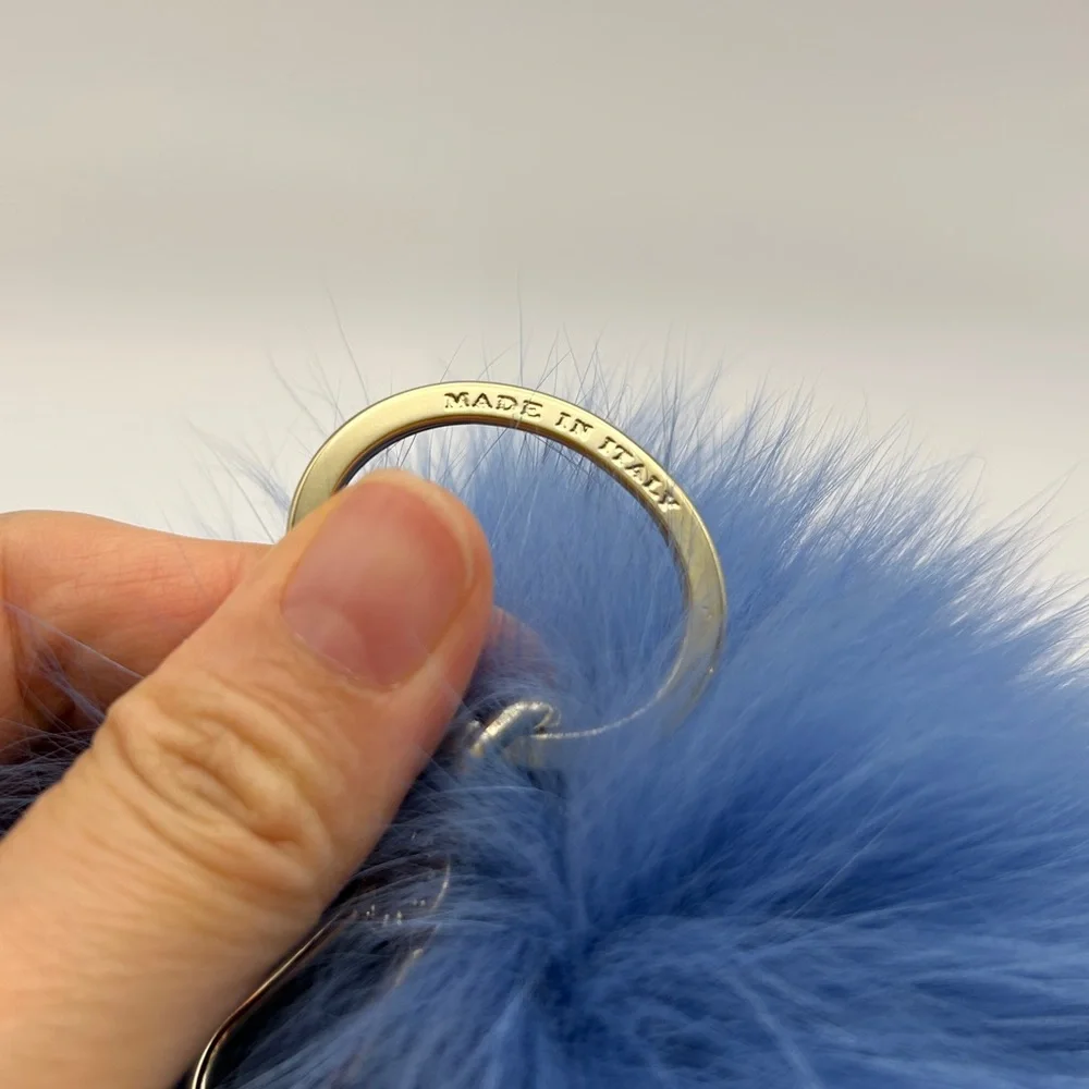FURLA Pom Pom Charm Keyring in Blue